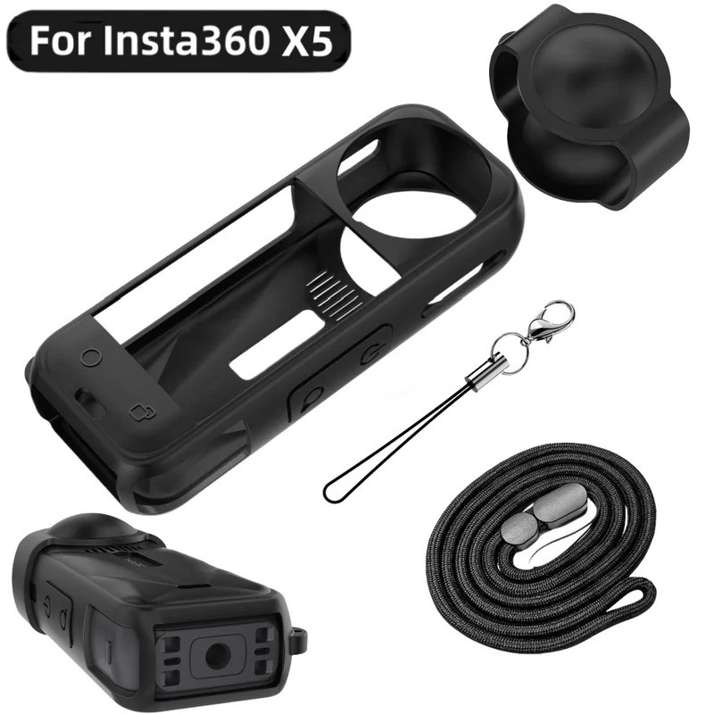 Ốp Lưng Silicon Cho Insta360 X5 Bảo Vệ Witj Bảo Vệ Nắp Ống Kính Dành Cho Insta 360 X5 Phụ Kiện Camer