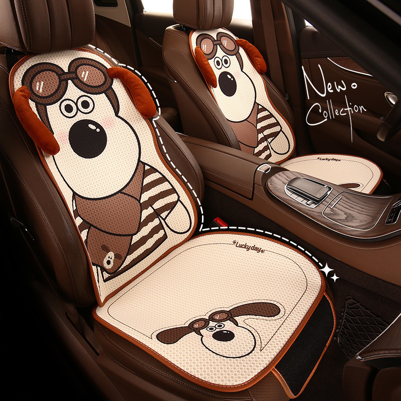 Car Cushion Four Seasons Universal New Seat Cover Cartoon Cute Puppy Seat Cover Car Half Pack Saddle