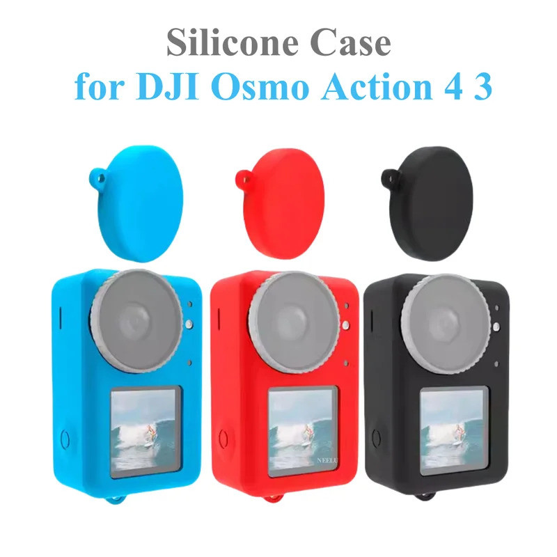 Ốp Lưng Silicon Cho DJI Osmo Action 4 3 Silicon Bảo Vệ Có Ống Kính Máy Ảnh Cho DJI Action 4 Phụ Kiện