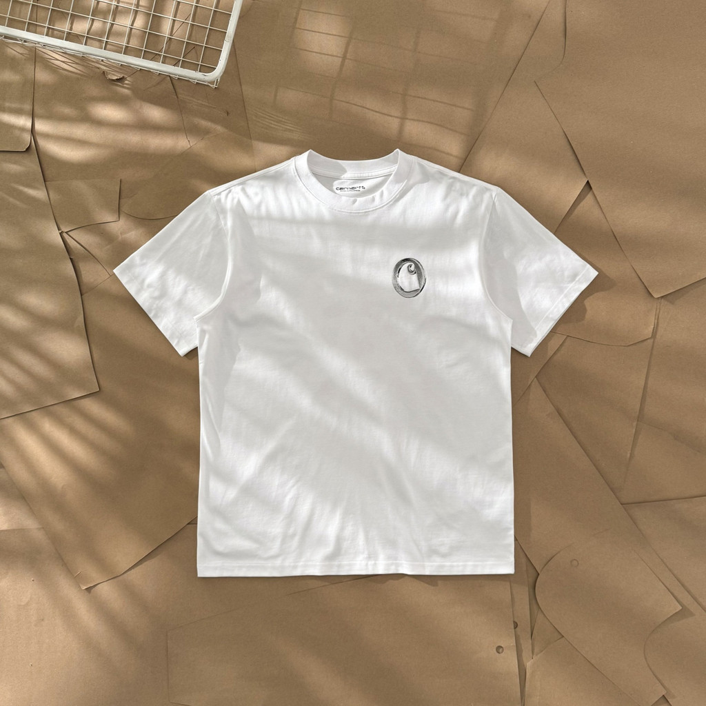 Car* Circle chain style short sleeves260g Pure cotton double yarn T Versatile loose-fitting couple's