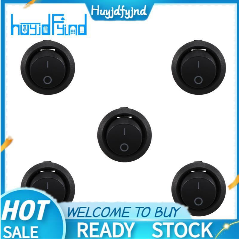 5 Cái SPST Nút Đen Bật / Tắt Tròn Rocker Switch AC 6A / 250V 10A / 125V