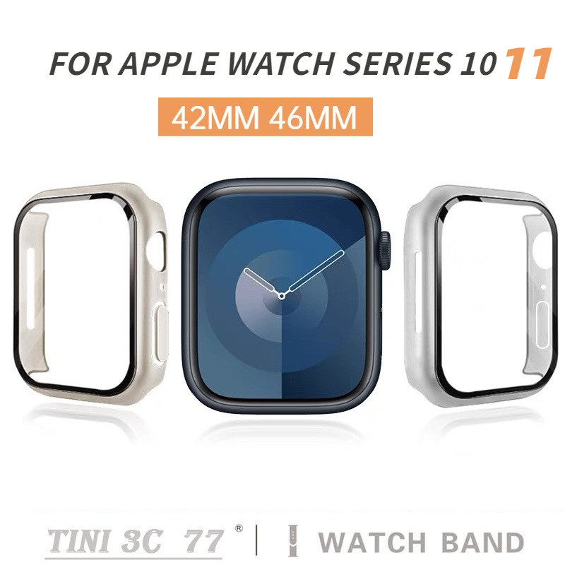 [S11 / 10] Bảo vệ màn hình + Vỏ cho Apple Watch Series 11 10 42mm 46mm Vỏ kính cường lực iWatch 46mm