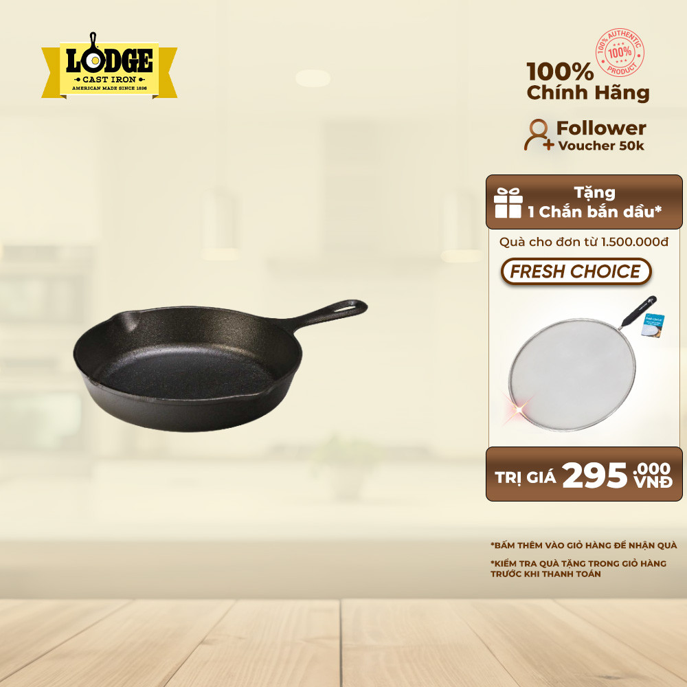 Lodge - Chảo gang - 22.86cm giữ và phân phối nhiệt hoàn hảo sử dụng được trên mọi loại bếp