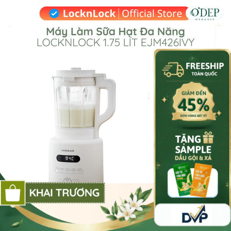 Máy làm sữa hạt đa năng LocknLock 1.75L Chính hãng, lưỡi dao 8 cánh, điều khiển cảm ứng EJM426IVY - 