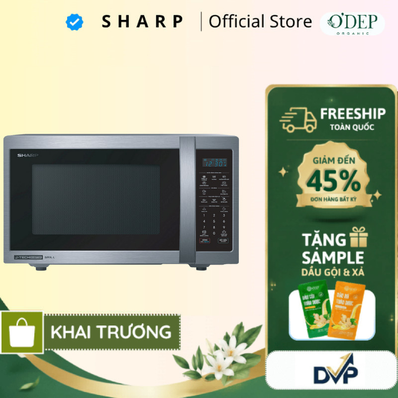 Lò vi sóng điện tử 25 lít có nướng Sharp Chính hãng, giá tốt có trả góp, tiết kiệm điện R-G52XVN-ST 