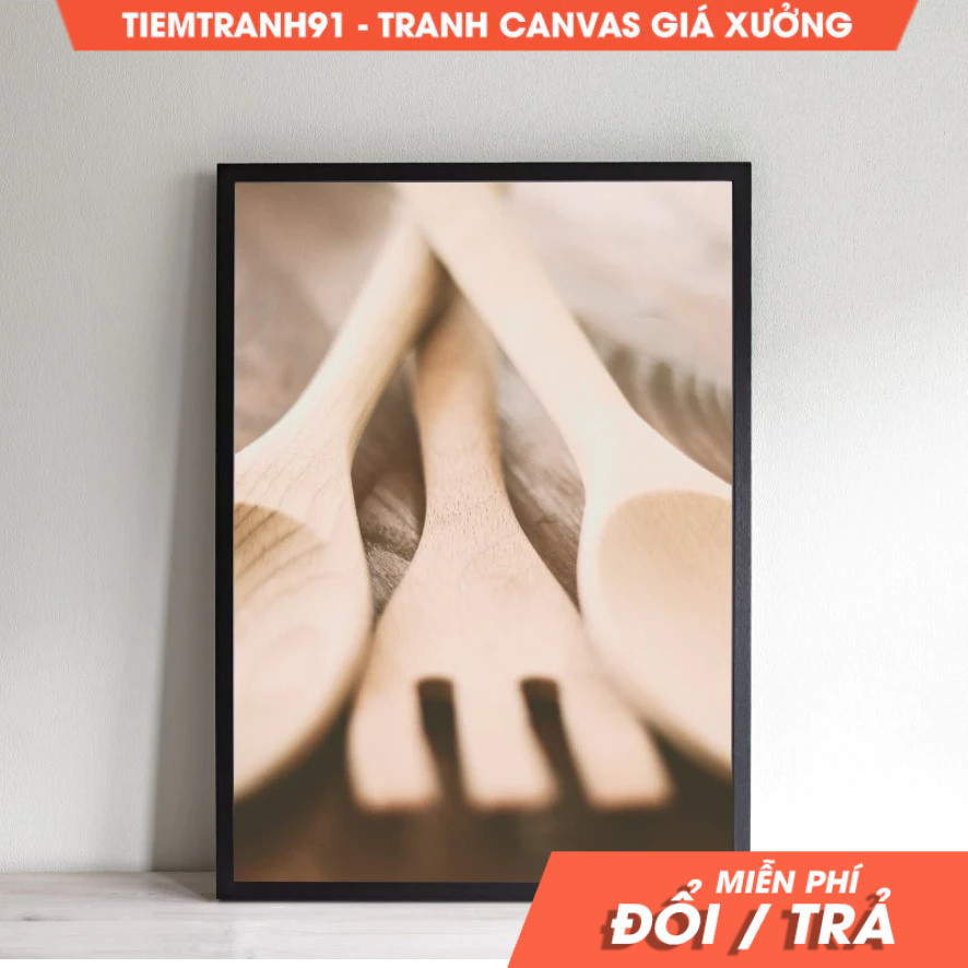 Tranh treo tường, Wood utensil, kitchen decor, cooking spoon, wall art, modern kitchen wall art, woo