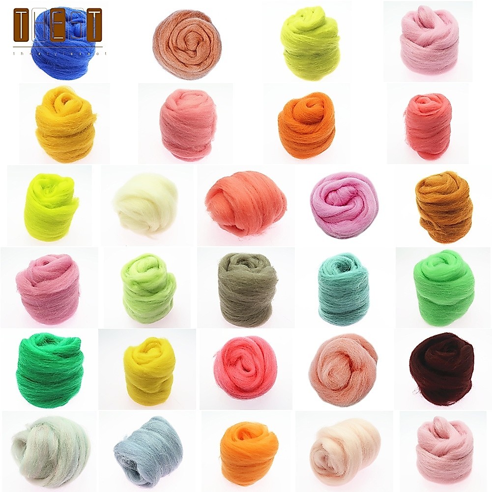 < HEST > Gói màu len Carded len nỉ kim 20G Nâu Xám Đỏ Hồng Xanh Trung Tính❀