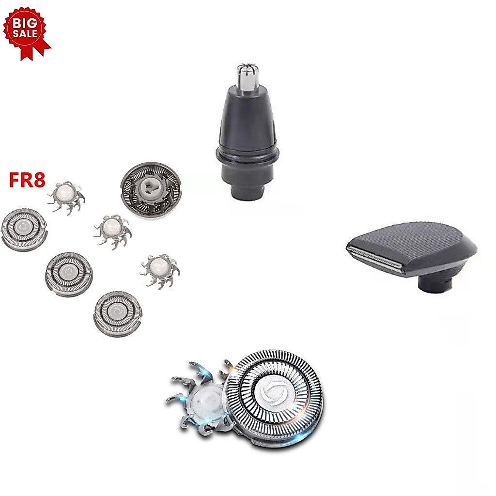 Phụ kiện máy cạo râu dòng 6D, 4D Shaver,bao gồm lưỡi dao kép, đầu tỉa lông mũi, đầu tông đơ.