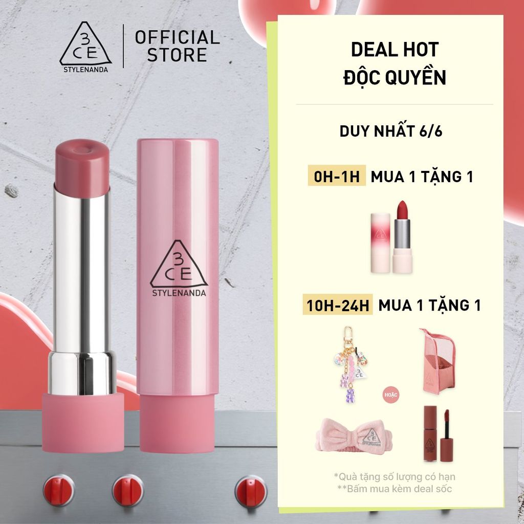 Son Bóng 3CE Glazy Lip Glow Dưỡng Môi Căng Mọng, Mềm Mịn, Lên Màu Chuẩn Sắc, Không Bết Dính, Tự Nhiên | BigBuy360 - bigbuy360.vn