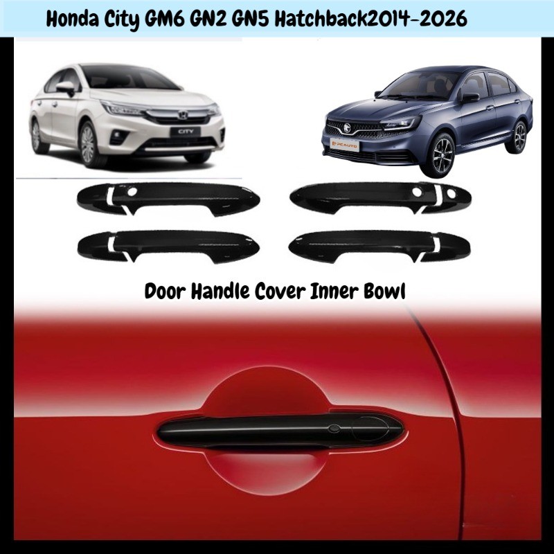 Honda City GM6 GN2 GN5 Hatchback Piano Bóng Đen Tay Nắm Cửa Bao Bên Trong Bát Viền Trang Trí Phụ Kiệ