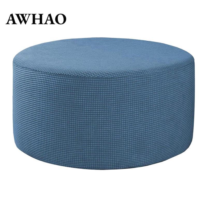 Vỏ Ottoman co giãn, Vỏ Ottoman tròn cho phòng khách, Vỏ vải Ottoman co giãn có cạnh đàn hồi.