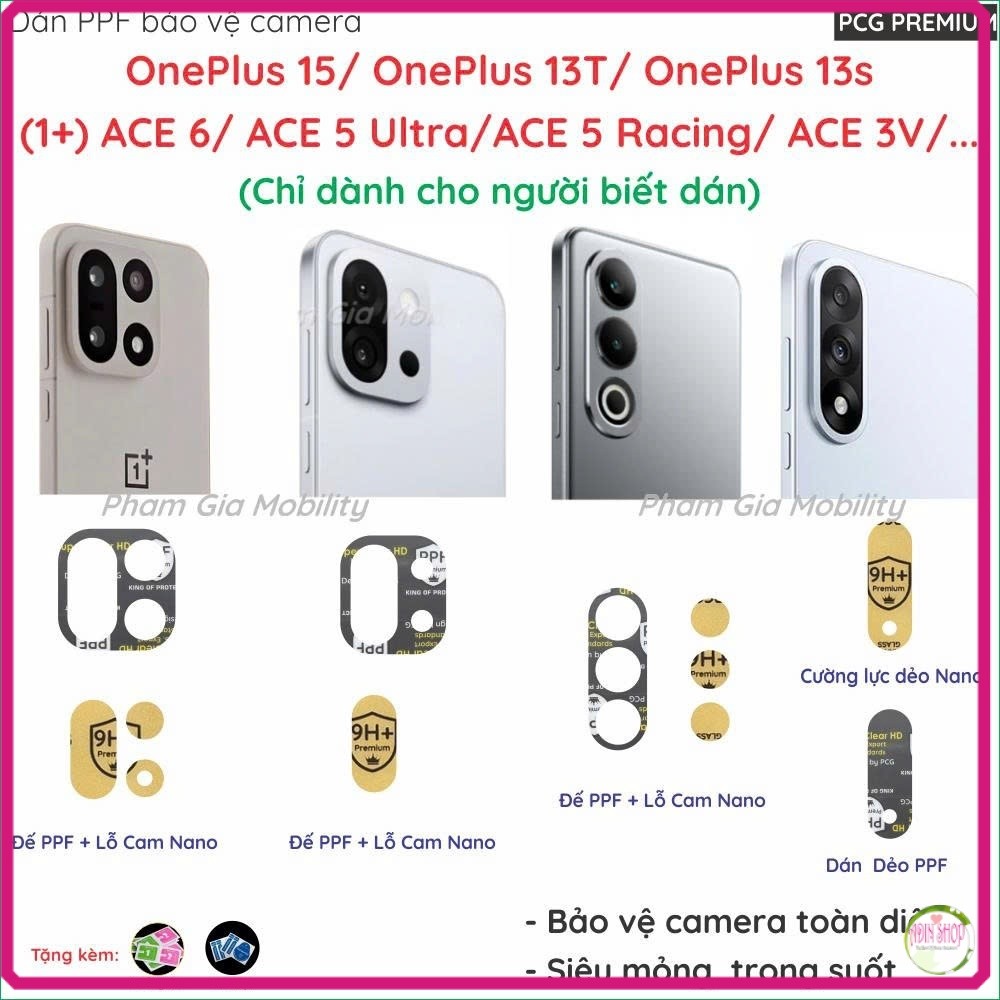 (Mua 1 tặng 1) Dán cường lực camera cho Oneplus (1+) 15T 15 13T 13s Ace 6 6T 5 Ultra Racing 3V Nord 
