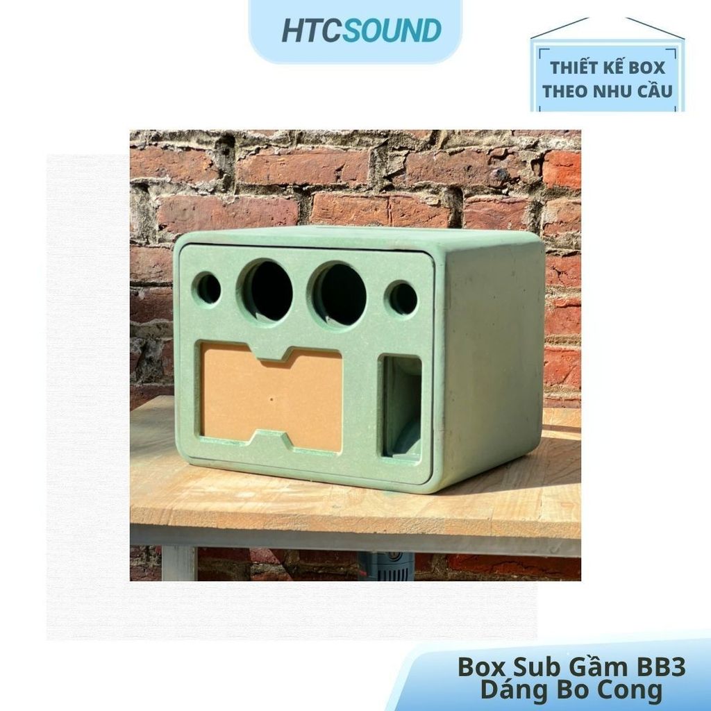 Box Loa Dáng Sub Gầm BB3, 2 mid 3inch Có Khoang Mica Ngăn Sub, Cấu Hình 2.1 Góc Bo Cong