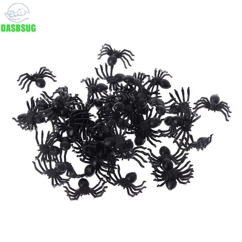 DASBSUG 50 Cái Nhỏ Nhựa Đen Giả Đồ Chơi Nhện Ngộ nghĩnh Trò Đùa Prank Đạo Cụ Halloween Deco