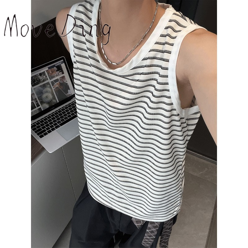 Phong Cách Mỹ Vintage Sọc Áo Vest Không Tay Rời Thiết Kế Thoáng Khí Sense Niche High Sense Top