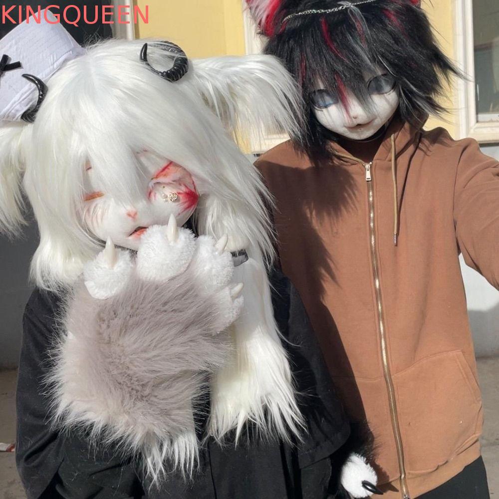 KINGQUEEN Găng tay chân mèo sang trọng, Fursuit Kigurumi Furry Cosplay Trang phục Găng tay, Hoạt hìn