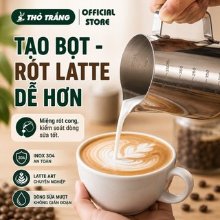Ca Đánh Sữa Inox 304 Có Vạch Chia 350/550/900ml, Ca Tạo Bọt Sữa Latte Art
