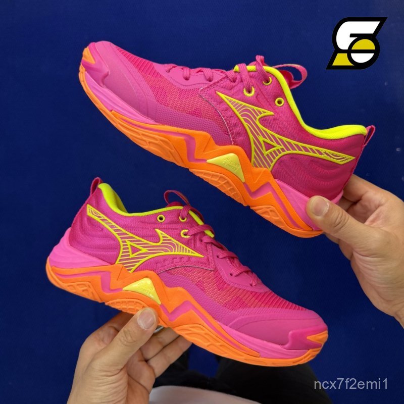 Giày Mizuno Wave Momentum ELITE unisex training sneaker low-top màu hồng thời trang comfort fit brea