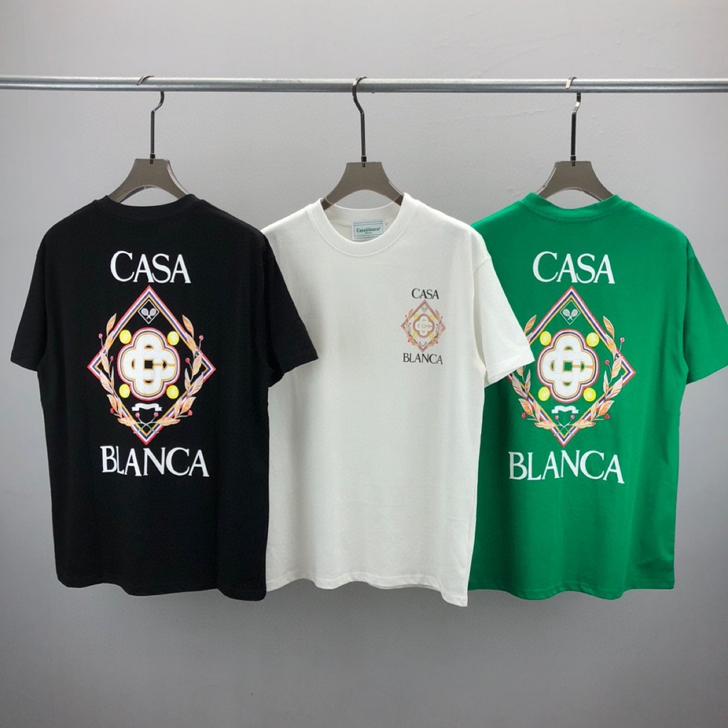 ASEJ   CASABLANCA Short Sleeve T Shirt Front and back letter print design, unisex inner wear