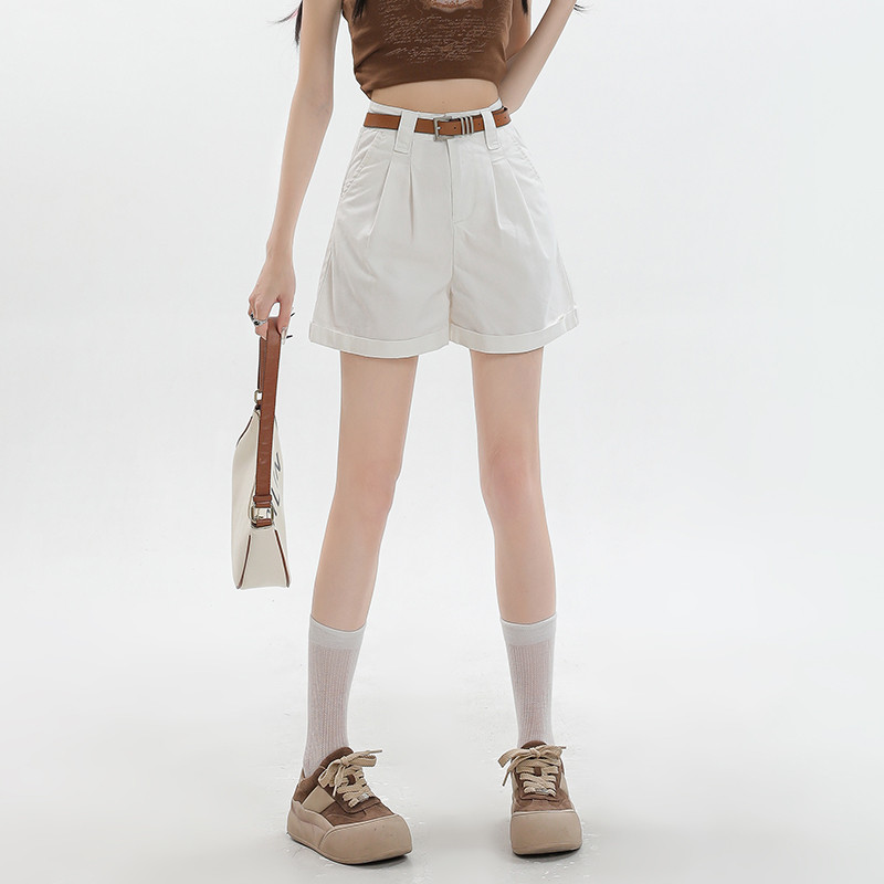 Trắng Tencel Vải Cotton Quần Short Nữ Năm Điểm Mùa Hè Phong Cách Mới Quần Short Cao Cấp