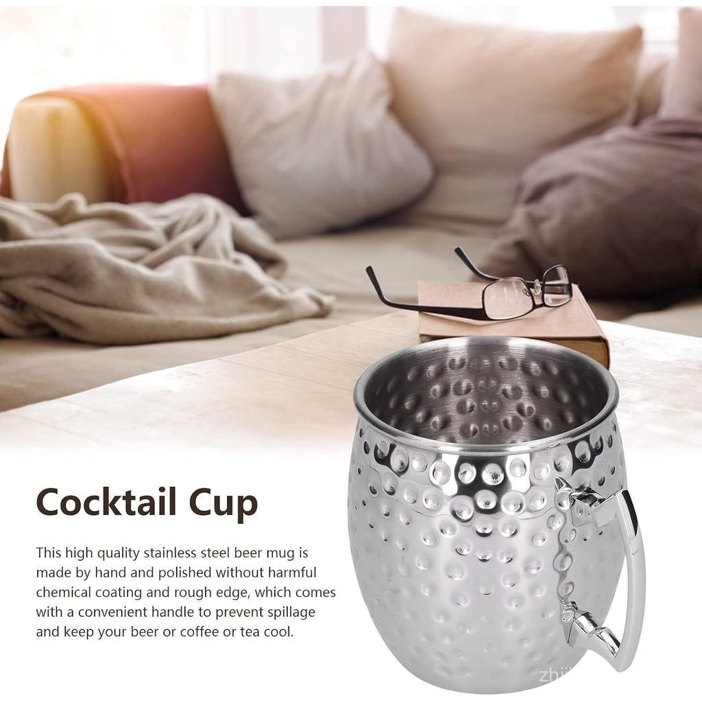 Cyrank Moscow Mule Cốc, 2 Chiếc Moscow Mule Kính Thép Không Gỉ Cốc Cocktail Thép Không Gỉ Kim Loại B