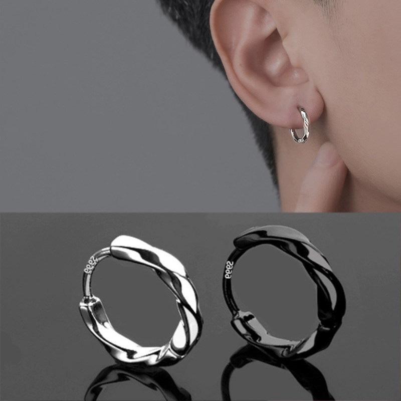 khuyên tai khuyên tai nữ 999 Sterling Bạc Mobius Bông Tai Nam Đơn Sang Trọng Nữ Trơn Vòng Tròn Hợp T