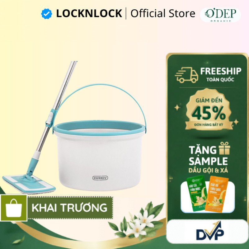 Bộ cây lau nhà thông minh LocknLock SWEEPY 2.5L Chính hãng tự động tách nước bẩn Màu trắng ETM973 - 