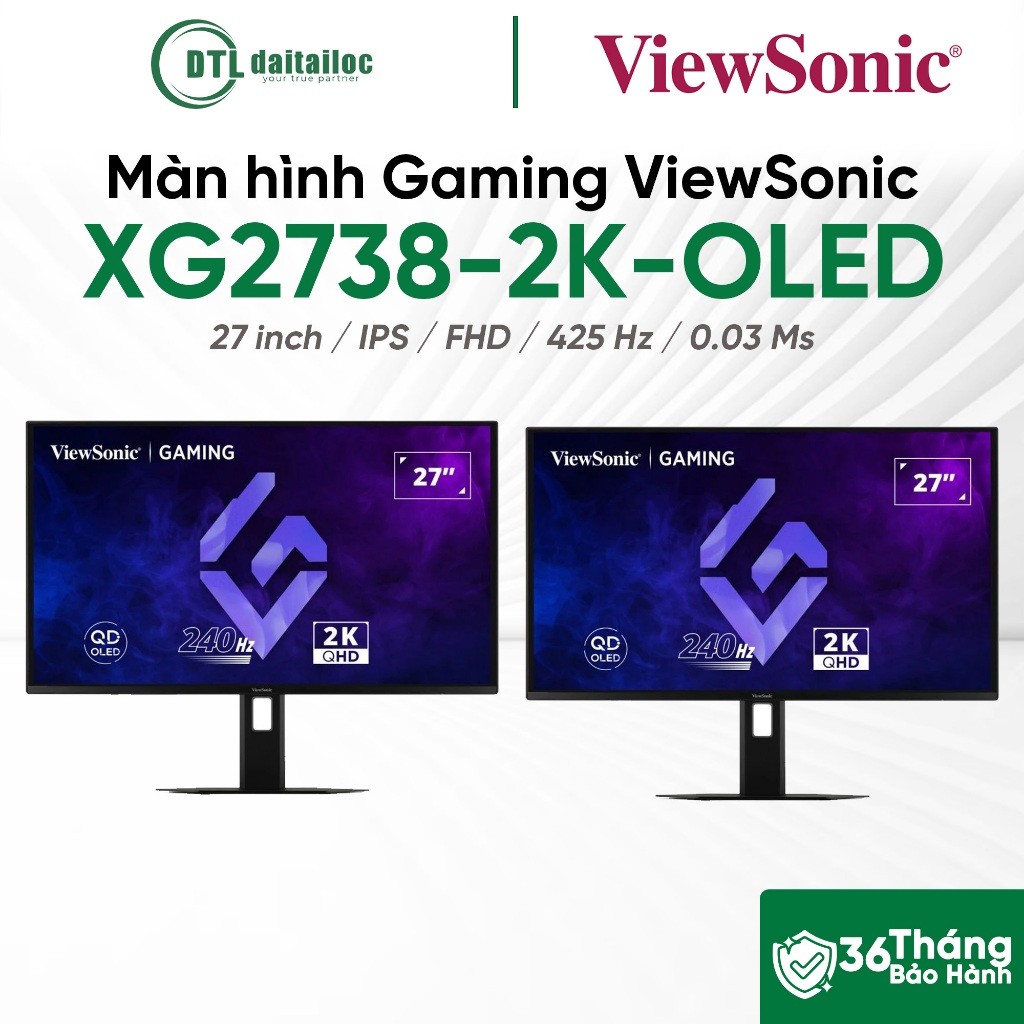 MÀN HÌNH GAMING VIEWSONIC XG2738-2K-OLED 27inch 2K QD-OLED 240Hz 0.03ms | Chính Hãng | Bảo Hành 36 T