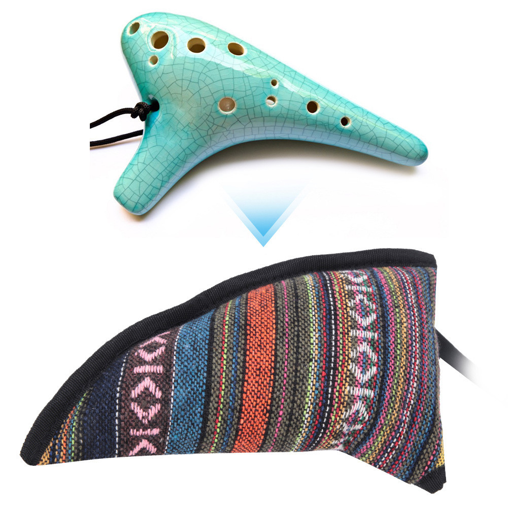 Topfishing-VN ACAGALA Nhỏ Mini Chống Nước Di Động 12 Lỗ Ocarina Mang Theo Bò Hình Sừng Túi Bảo Quản