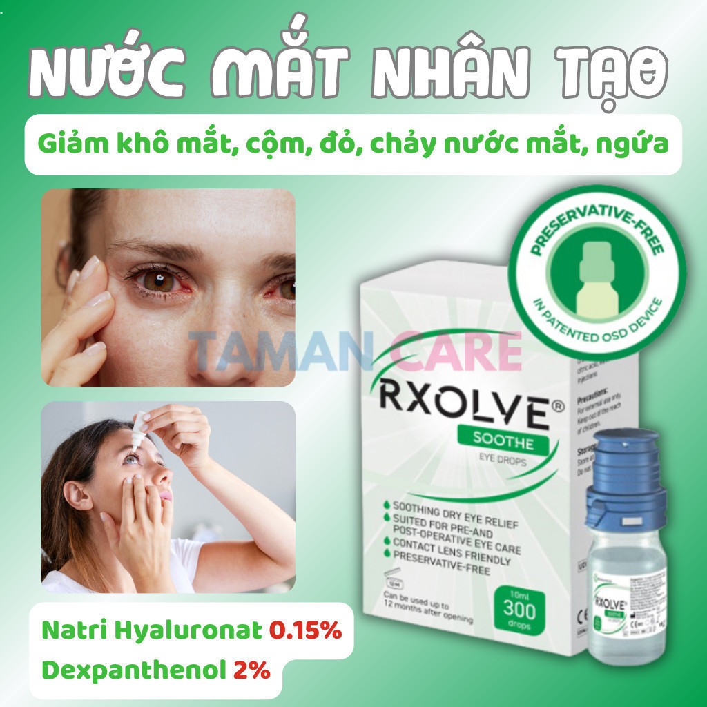 Nước Nhỏ Mắt RXOLVE SOOTHE EYE DROPS - Dưỡng Ẩm Mắt, Giảm Khô Mắt, Dịu Mắt, Ngứa Mắt, Dưỡng Mắt (Lọ 