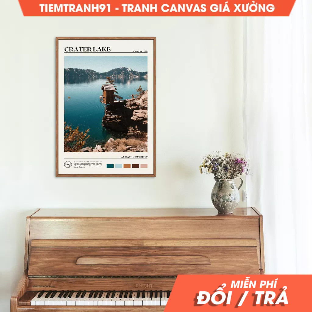 Tranh treo tường, Oil Paint, Crater Lake Wall Art, Crater Lake Poster, Crater Lake Photo, Crater Lak