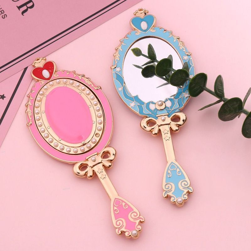 Gương ngoại vi Anime Cô gái xinh đẹp Gương di động trái tim cô gái dễ thương