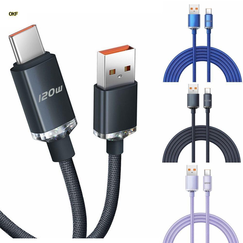 Dây sạc nhanh OKF 120W 6A, Vải 120W 6A 120W Cáp USB Type C, Dây dữ liệu Sạc nhanh USB Type C USB C Đ