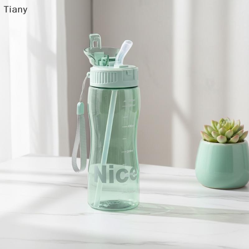 Bình Nước Thể Thao Bằng Nhựa Tiany Có Ống Hút Dung Tích Lớn Chống Rò Rỉ Di Động 580ML Cho Phòng Tập 