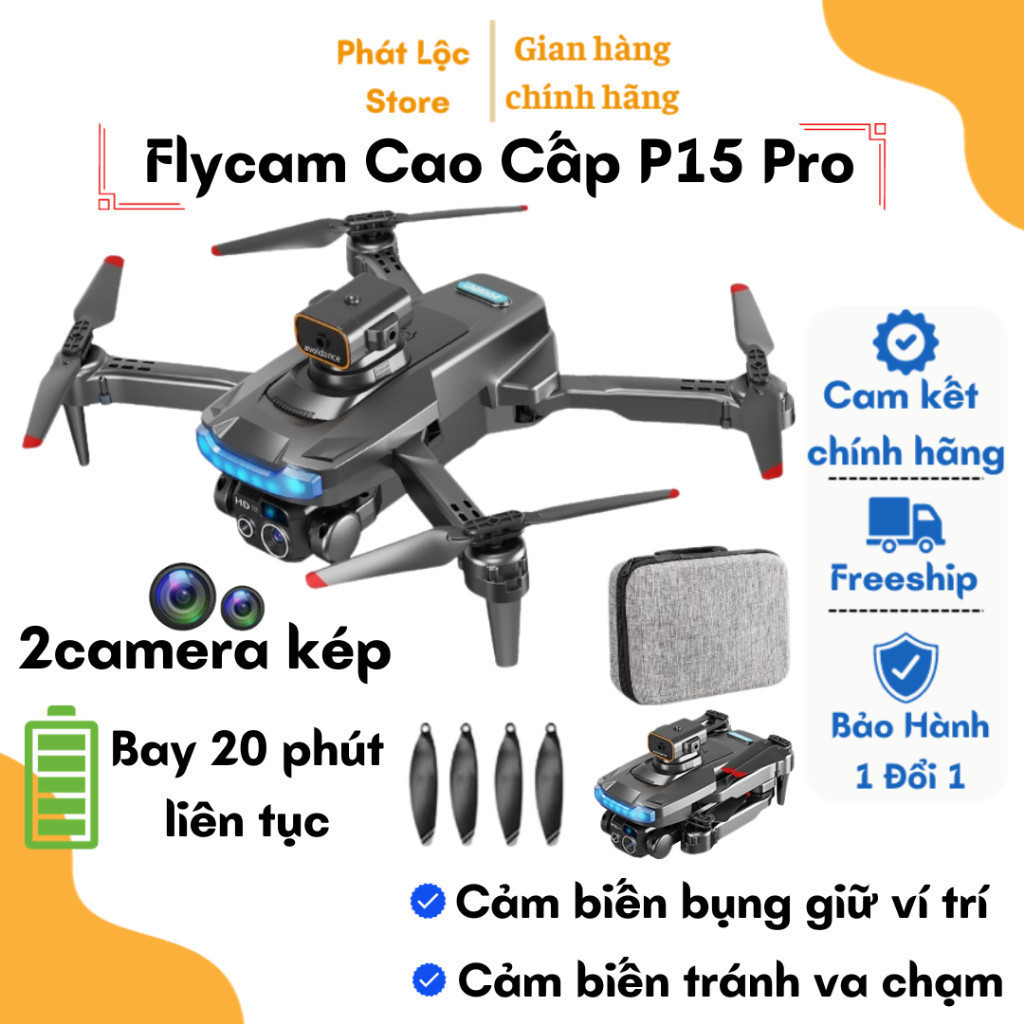 Máy bay camera Flycam P10 Pro, P15 điều khiển từ xa tích hợp cảm biến chống va chạm, flycam mini, dr