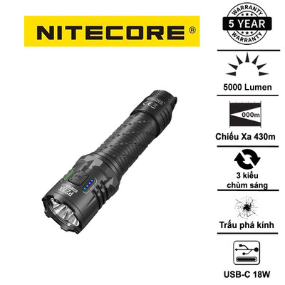 Đèn pin chiến thuật NITECORE P27iX – Sáng 5000 Lumens, Chiếu xa 430m, Sạc nhanh USB-C 18W