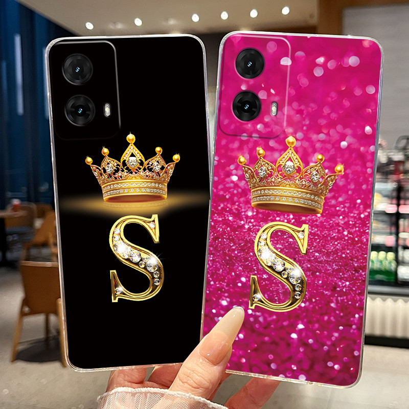 Vỏ Cho Motorola Moto G85 5G Ốp Lưng Điện Thoại Thời Trang Vương Miện Ban Đầu Chữ Trong Suốt Silicon 