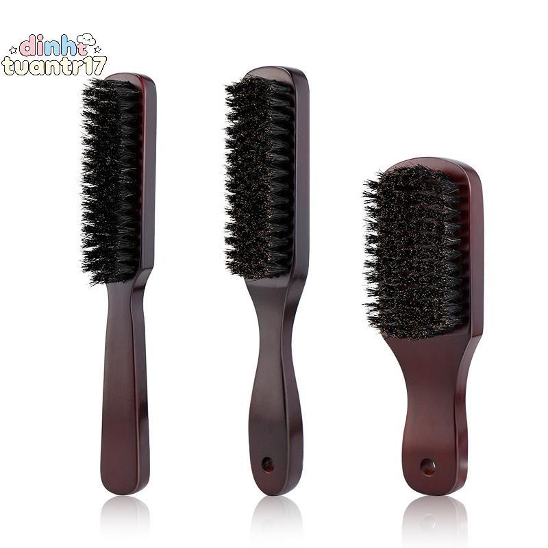 Dinhtuantr17 Bàn chải tóc gỗ xử lý heo rừng lông beardb tạo kiểu tóc Detangling thẳng nâu heo rừng l