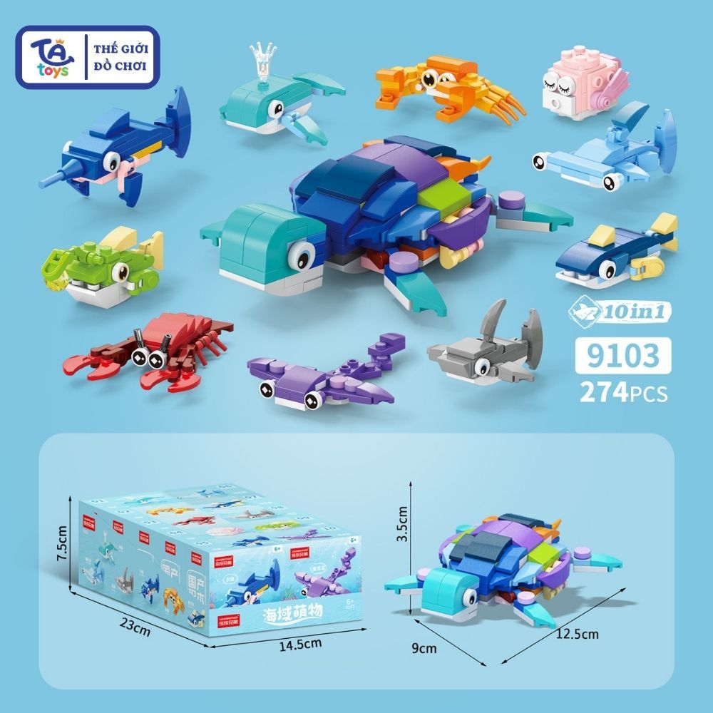 ( 10IN1 ) Set Đồ Chơi Lắp Ghép Set Rùa 300+ Chi Tiết – Mô Hình Lắp Ráp Nhiều Mẫu