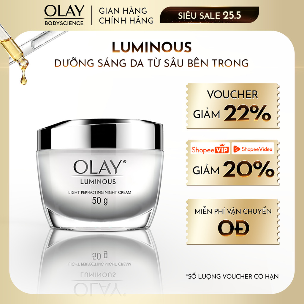 [Olay LIVEstream] Kem Dưỡng Da Ban Đêm OLAY Luminous Sáng da 50g