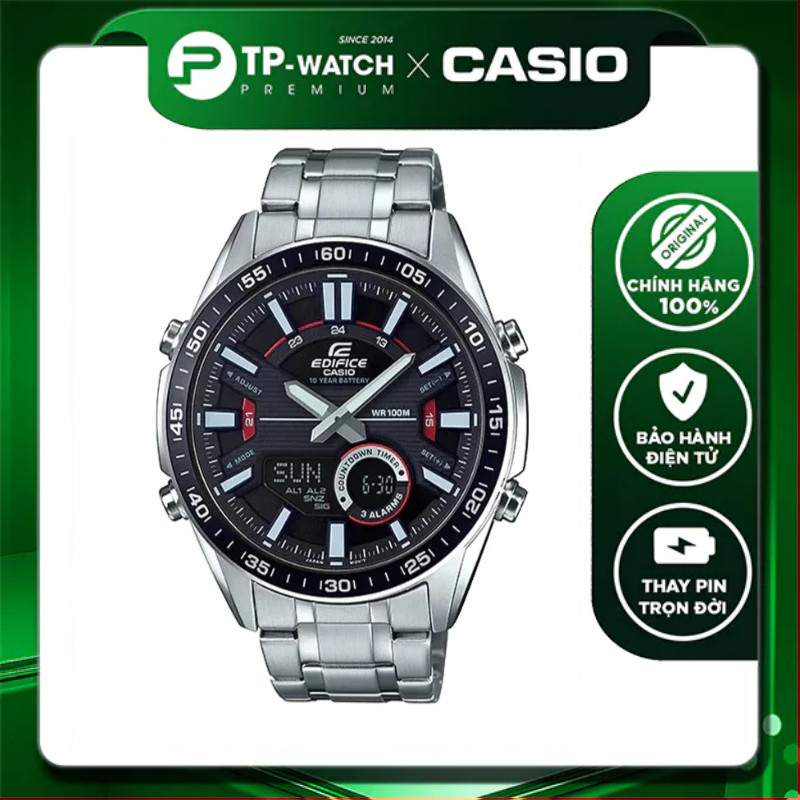 Đồng Hồ Nam Dây Thép Casio Edifice EFV-C100D-1AVDF Chống nước 100m | Edifice EFV-C100D-1A