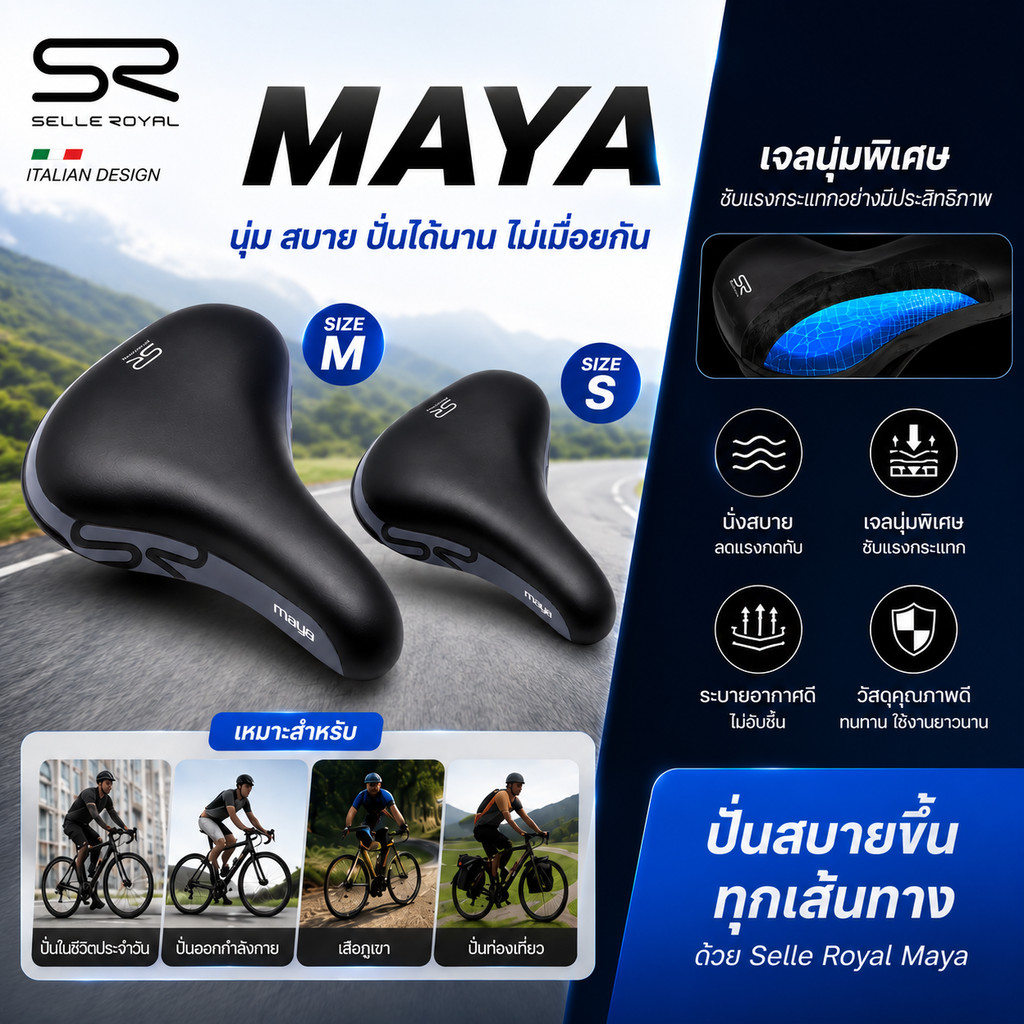 SELLE ROYAL Maya Xe Đạp Gel Yên Dày Và Mềm SIZE S / M