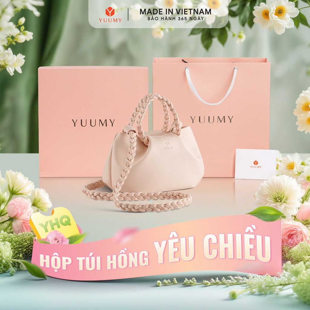 Bộ hộp quà YUUMY (Túi đeo chéo nữ YUUMY YN257 + Hộp quà YHQ2 + Túi giấy YTG2 + Túi rút BVR3838 + Thi