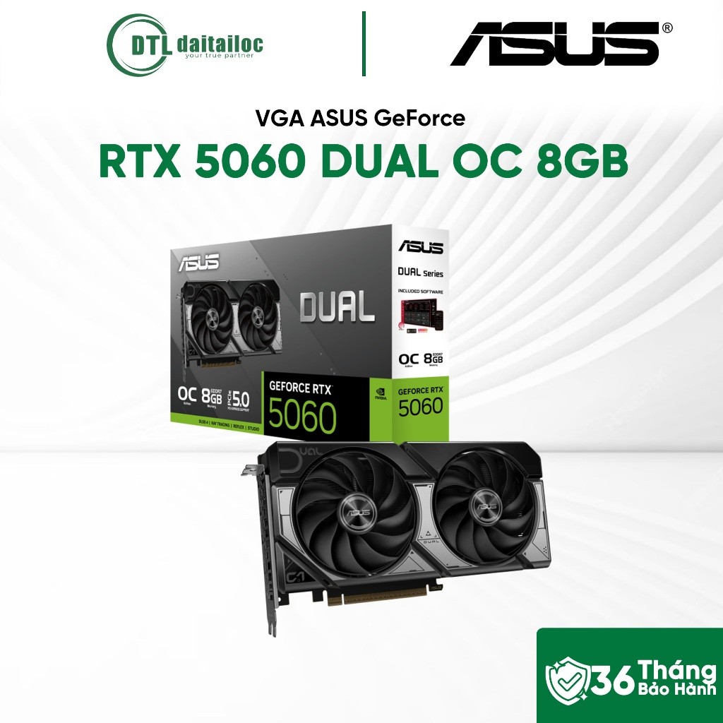 Card màn hình VGA Card màn hình ASUS GeForce RTX 5060 DUAL OC 8GB | Chính Hãng | Bảo hành 36 tháng
