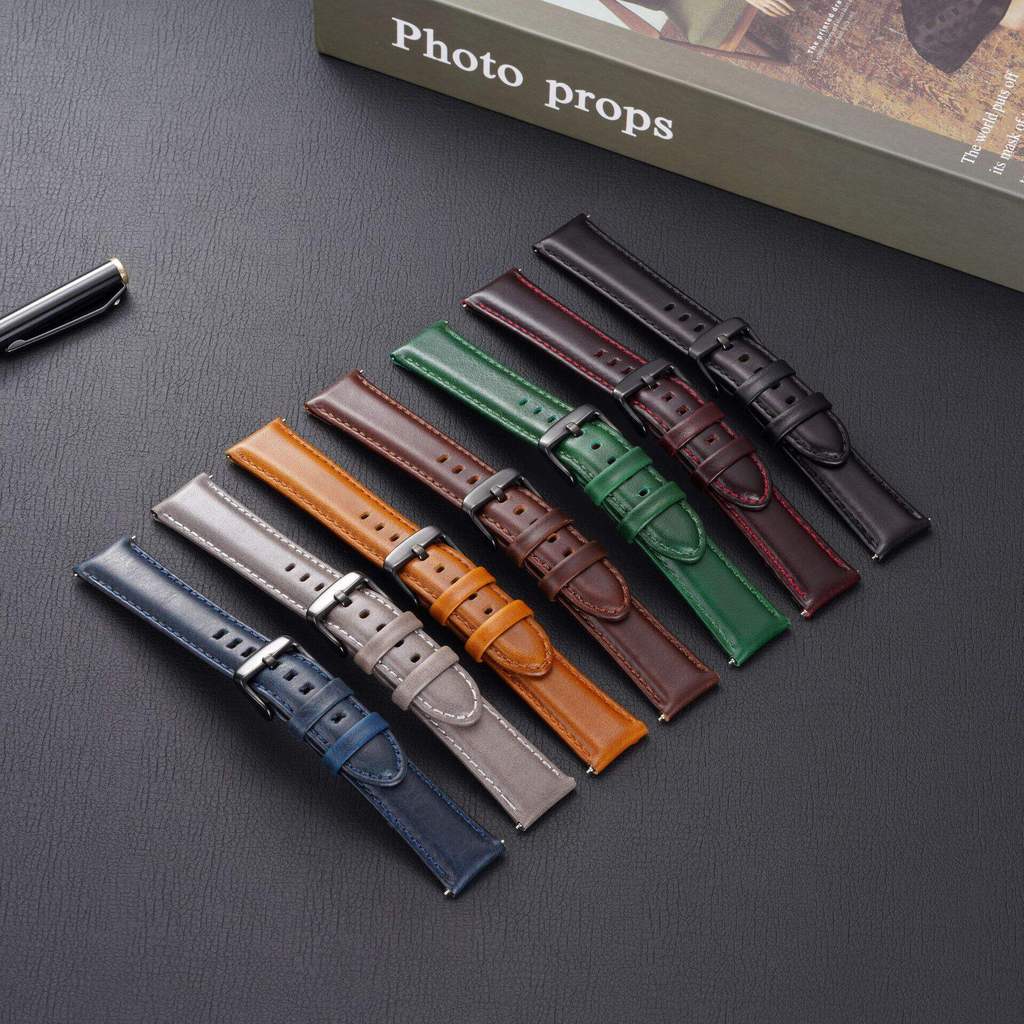 Dây đeo đồng hồ da thật Oil Leather Edge DW Thích hợp cho Huawei gt2pro Samsung watch8 Dây đeo đồng 