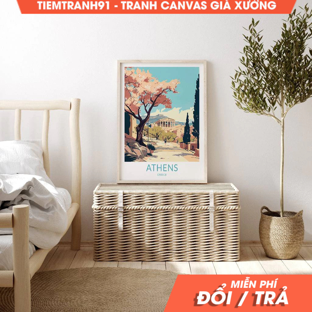 Tranh treo tường, Athens Greece, Athens Parthenon Travel Art Wall Decor, Parthenon Greece, tặng kèm 