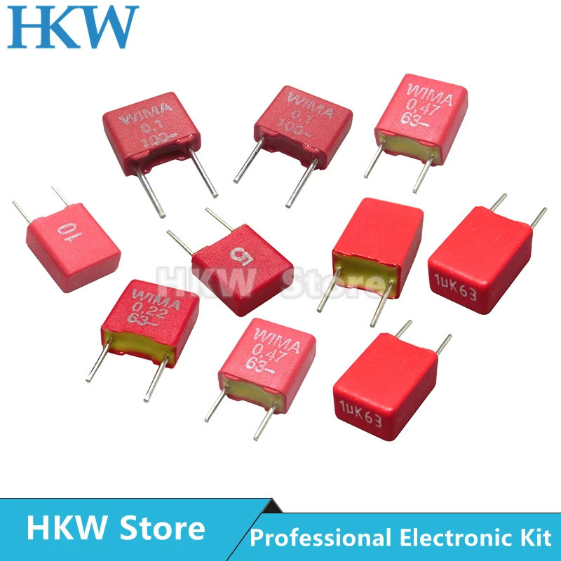 2 Chiếc WIMA RED MKS2 5MM Tụ Điện Phim Hi-Fi Âm Thanh 0.1UF 1NF 0.01UF 1UF 1.5UF 10UF 22NF 2200PF 0.