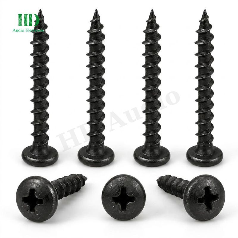 Ốc Vít Nhọn M4 = 4x40mm Bắt Thùng Loa Ren Thưa Taiwan Dài 40mm Màu Đen Chuyên Dùng Lắp Loa, Gỗ, Nhựa