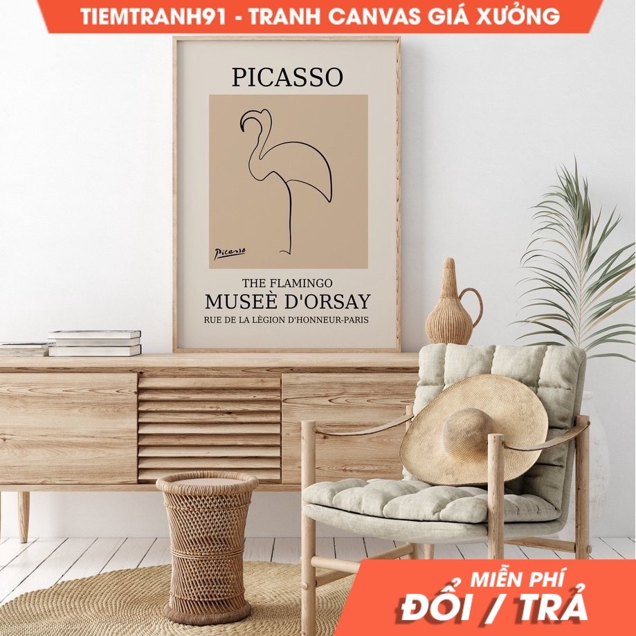 Tranh treo tường Pablo Picasso Exhibition Poster, Picasso Line Drawings, Animal Wall Decor, tặng kèm
