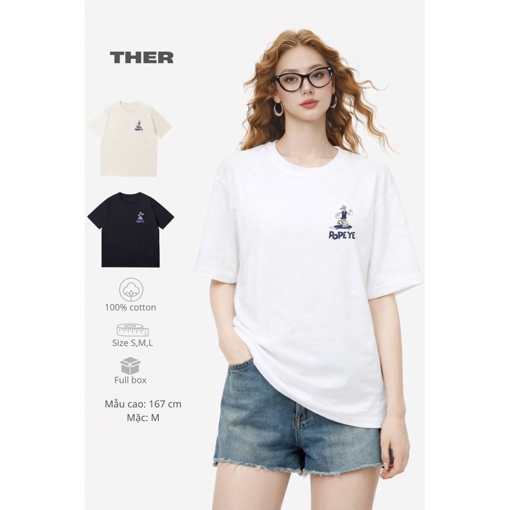 P07- Áo thun cộc tay 100% cotton hoạ tiết THER 07